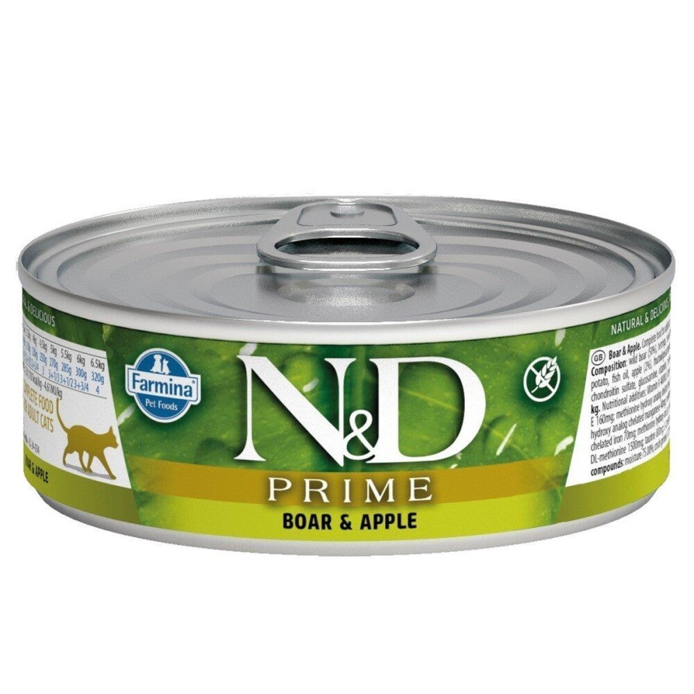N&d Prime Tahılsız Yaban Domuzlu Ve Elmalı Yetişkin Kedi Konservesi 80 GR | SRC: Barcode: 8606014102048